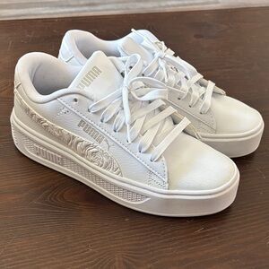 PUMA White Sneakers with Floral Design